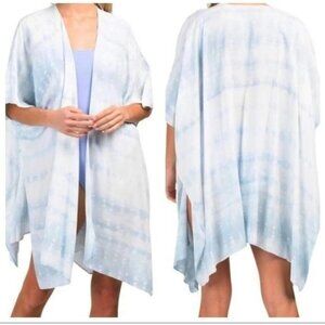 Steve Madden NWT Women's One Size Fits Most Dusty Blue Tie Dye Viscose Cover Up